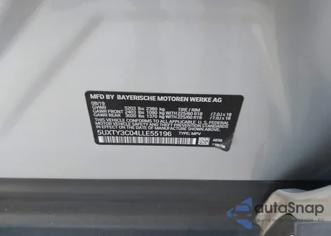 2020 BMW X3 Sdrive30I from USA, damaged, VIN 5UXTY3C04LLE55196